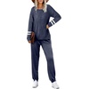 image:imageEkouaer Sweatsuits Womens Loungewear Set Tracksuit Long Sleeve Pajamas Set with Pockets 2 Piece Outfits Lounge SetsNavy Blue