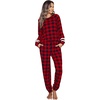 image:imageEkouaer Sweatsuits Womens Loungewear Set Tracksuit Long Sleeve Pajamas Set with Pockets 2 Piece Outfits Lounge SetsPlaid Black Red
