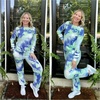 image:imageEkouaer Sweatsuits Womens Loungewear Set Tracksuit Long Sleeve Pajamas Set with Pockets 2 Piece Outfits Lounge SetsTie Dye Blue