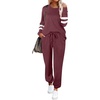 image:imageEkouaer Sweatsuits Womens Loungewear Set Tracksuit Long Sleeve Pajamas Set with Pockets 2 Piece Outfits Lounge SetsWine Red