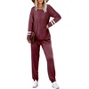 image:imageEkouaer Sweatsuits Womens Loungewear Set Tracksuit Long Sleeve Pajamas Set with Pockets 2 Piece Outfits Lounge SetsWine Red