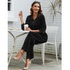 image:imageEkouaer Velour Track Suits for Women Long Sleeve Pajama Set Casual 2 Piece LoungewearBlack