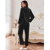 image:imageEkouaer Velour Track Suits for Women Long Sleeve Pajama Set Casual 2 Piece LoungewearBlack