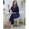 image:imageEkouaer Velour Track Suits for Women Long Sleeve Pajama Set Casual 2 Piece LoungewearDark Blue