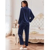 image:imageEkouaer Velour Track Suits for Women Long Sleeve Pajama Set Casual 2 Piece LoungewearDark Blue
