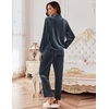 image:imageEkouaer Velour Track Suits for Women Long Sleeve Pajama Set Casual 2 Piece LoungewearDark Grey