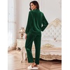 image:imageEkouaer Velour Track Suits for Women Long Sleeve Pajama Set Casual 2 Piece LoungewearGreen