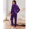 image:imageEkouaer Velour Track Suits for Women Long Sleeve Pajama Set Casual 2 Piece LoungewearPurple