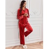 image:imageEkouaer Velour Track Suits for Women Long Sleeve Pajama Set Casual 2 Piece LoungewearRed