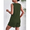 image:imageEkouaer Women 2 Piece Sets Waffle Knit Tank Top Lounge Short Sets Casual Summer Matching Outfits with PocketsArmy Green