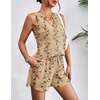 image:imageEkouaer Women 2 Piece Sets Waffle Knit Tank Top Lounge Short Sets Casual Summer Matching Outfits with PocketsBeige Floral