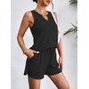 image:imageEkouaer Women 2 Piece Sets Waffle Knit Tank Top Lounge Short Sets Casual Summer Matching Outfits with PocketsBlack