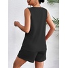 image:imageEkouaer Women 2 Piece Sets Waffle Knit Tank Top Lounge Short Sets Casual Summer Matching Outfits with PocketsBlack