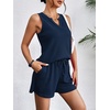 image:imageEkouaer Women 2 Piece Sets Waffle Knit Tank Top Lounge Short Sets Casual Summer Matching Outfits with PocketsBlue Purple