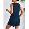 image:imageEkouaer Women 2 Piece Sets Waffle Knit Tank Top Lounge Short Sets Casual Summer Matching Outfits with PocketsBlue Purple