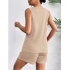 image:imageEkouaer Women 2 Piece Sets Waffle Knit Tank Top Lounge Short Sets Casual Summer Matching Outfits with PocketsChampagne