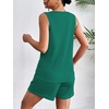 image:imageEkouaer Women 2 Piece Sets Waffle Knit Tank Top Lounge Short Sets Casual Summer Matching Outfits with PocketsDark Turquoise