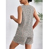 image:imageEkouaer Women 2 Piece Sets Waffle Knit Tank Top Lounge Short Sets Casual Summer Matching Outfits with PocketsGray Floral