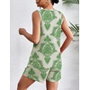 image:imageEkouaer Women 2 Piece Sets Waffle Knit Tank Top Lounge Short Sets Casual Summer Matching Outfits with PocketsGreen Flower