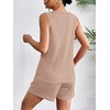 image:imageEkouaer Women 2 Piece Sets Waffle Knit Tank Top Lounge Short Sets Casual Summer Matching Outfits with PocketsLight Pink