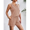 image:imageEkouaer Women 2 Piece Sets Waffle Knit Tank Top Lounge Short Sets Casual Summer Matching Outfits with PocketsLight Pink