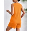image:imageEkouaer Women 2 Piece Sets Waffle Knit Tank Top Lounge Short Sets Casual Summer Matching Outfits with PocketsOrange