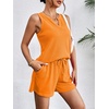 image:imageEkouaer Women 2 Piece Sets Waffle Knit Tank Top Lounge Short Sets Casual Summer Matching Outfits with PocketsOrange