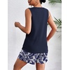 image:imageEkouaer Women 2 Piece Sets Waffle Knit Tank Top Lounge Short Sets Casual Summer Matching Outfits with PocketsPrint 2