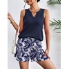 image:imageEkouaer Women 2 Piece Sets Waffle Knit Tank Top Lounge Short Sets Casual Summer Matching Outfits with PocketsPrint 2