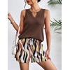 image:imageEkouaer Women 2 Piece Sets Waffle Knit Tank Top Lounge Short Sets Casual Summer Matching Outfits with PocketsPrint 5