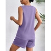 image:imageEkouaer Women 2 Piece Sets Waffle Knit Tank Top Lounge Short Sets Casual Summer Matching Outfits with PocketsPurple