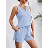 image:imageEkouaer Women 2 Piece Sets Waffle Knit Tank Top Lounge Short Sets Casual Summer Matching Outfits with PocketsSky Blue