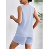 image:imageEkouaer Women 2 Piece Sets Waffle Knit Tank Top Lounge Short Sets Casual Summer Matching Outfits with PocketsSky Blue