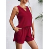 image:imageEkouaer Women 2 Piece Sets Waffle Knit Tank Top Lounge Short Sets Casual Summer Matching Outfits with PocketsWine Red