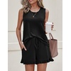 image:imageEkouaer Women Lightweight Summer Pajama Soft Pj Set Sleepwear Tank Top Shorts with Pocket Loungewear Set SXXLBlack