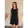 image:imageEkouaer Women Lightweight Summer Pajama Soft Pj Set Sleepwear Tank Top Shorts with Pocket Loungewear Set SXXLBlack