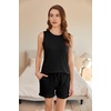 image:imageEkouaer Women Lightweight Summer Pajama Soft Pj Set Sleepwear Tank Top Shorts with Pocket Loungewear Set SXXLBlack Pink