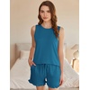 image:imageEkouaer Women Lightweight Summer Pajama Soft Pj Set Sleepwear Tank Top Shorts with Pocket Loungewear Set SXXLBlue