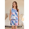 image:imageEkouaer Women Lightweight Summer Pajama Soft Pj Set Sleepwear Tank Top Shorts with Pocket Loungewear Set SXXLBlue Pink Tie Dye