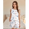 image:imageEkouaer Women Lightweight Summer Pajama Soft Pj Set Sleepwear Tank Top Shorts with Pocket Loungewear Set SXXLBlue and White Floral