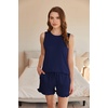 image:imageEkouaer Women Lightweight Summer Pajama Soft Pj Set Sleepwear Tank Top Shorts with Pocket Loungewear Set SXXLNavy Blue