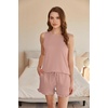 image:imageEkouaer Women Lightweight Summer Pajama Soft Pj Set Sleepwear Tank Top Shorts with Pocket Loungewear Set SXXLPink