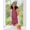 image:imageEkouaer Women Lightweight Summer Pajama Soft Pj Set Sleepwear Tank Top Shorts with Pocket Loungewear Set SXXLPink Stripes and Black Print
