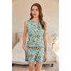 image:imageEkouaer Women Lightweight Summer Pajama Soft Pj Set Sleepwear Tank Top Shorts with Pocket Loungewear Set SXXLWhite Flower Green