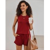 image:imageEkouaer Women Lightweight Summer Pajama Soft Pj Set Sleepwear Tank Top Shorts with Pocket Loungewear Set SXXLWine Red