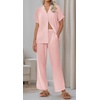 image:imageEkouaer Women Pajamas Set Short Sleeve Button Down Sleepwear Soft Pjs Loungewear Pants Set SXXLPink