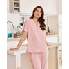 image:imageEkouaer Women Pajamas Set Short Sleeve Button Down Sleepwear Soft Pjs Loungewear Pants Set SXXLPink