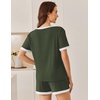image:imageEkouaer Women Ribbed Knit Pajama Sets 2 Piece Short Sleeve Top and Shorts Soft Pjs Sleepwear with Pockets Lounge Sets SXXLArmy Green