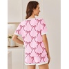 image:imageEkouaer Women Ribbed Knit Pajama Sets 2 Piece Short Sleeve Top and Shorts Soft Pjs Sleepwear with Pockets Lounge Sets SXXLBow Tiepink