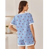 image:imageEkouaer Women Ribbed Knit Pajama Sets 2 Piece Short Sleeve Top and Shorts Soft Pjs Sleepwear with Pockets Lounge Sets SXXLCherryblue